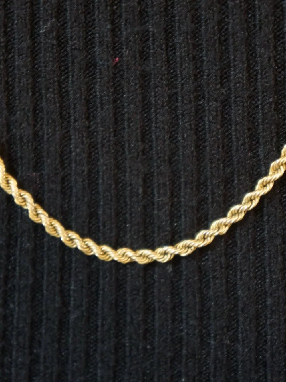 Real 14K Yellow Gold Rope Chain Necklace 24